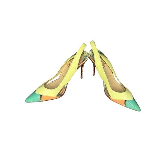 Christian Louboutin Tricolor Python Embossed/Leather PVC Sling Back Sandals 35.5 - Picture 4 of 11